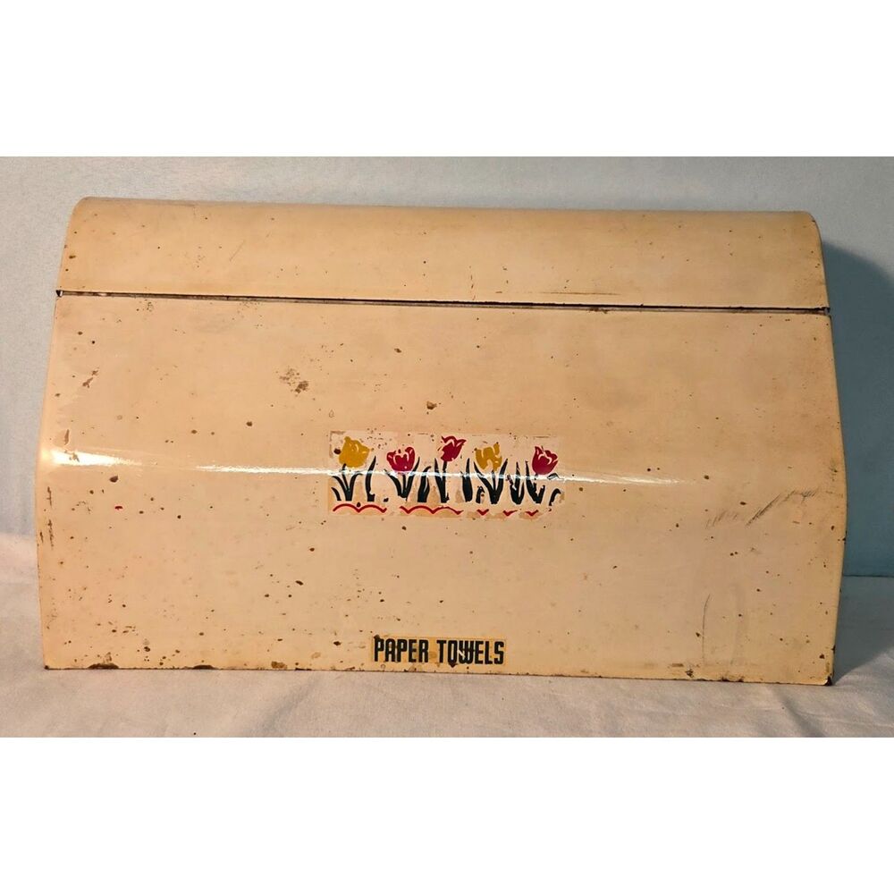 Vintage Metal Paper Towel Holder Wall Mount Tulip Kitchen Decor